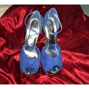 Madison‎ by Shoedazzle blue suede and snakeskin heels